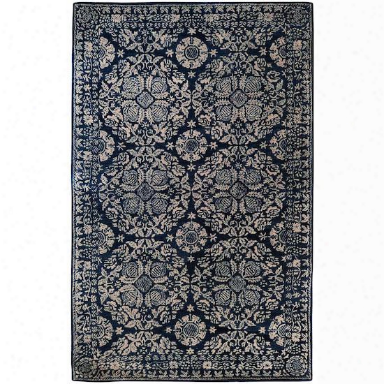 Sithsonian Collection Wool Area Rug In Dark Slate Blue, Dove Grey, And Parchment Design By Smithsonian