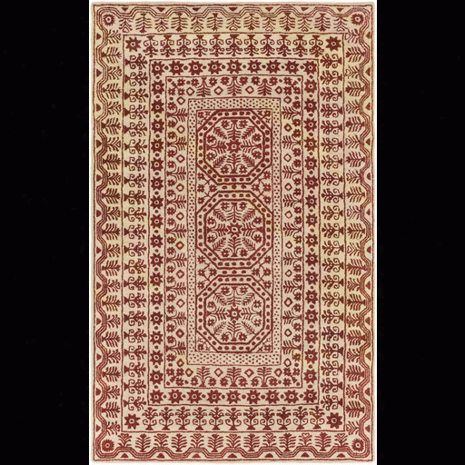 Smithsonian Rug In Dark Red & Khaki Design By Smithsonian