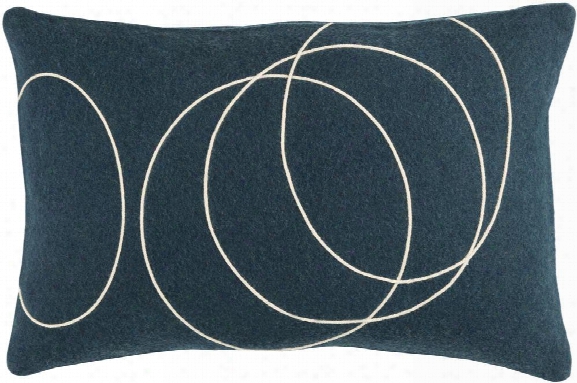 Solid Bold Pillow In Dark Blue & Cream Design By Bobby Berk