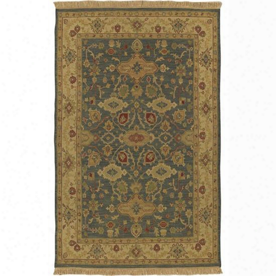 Soumek Collection 100% Wool Area Rug In Blue, Beige, And Burgandy Design By Surya