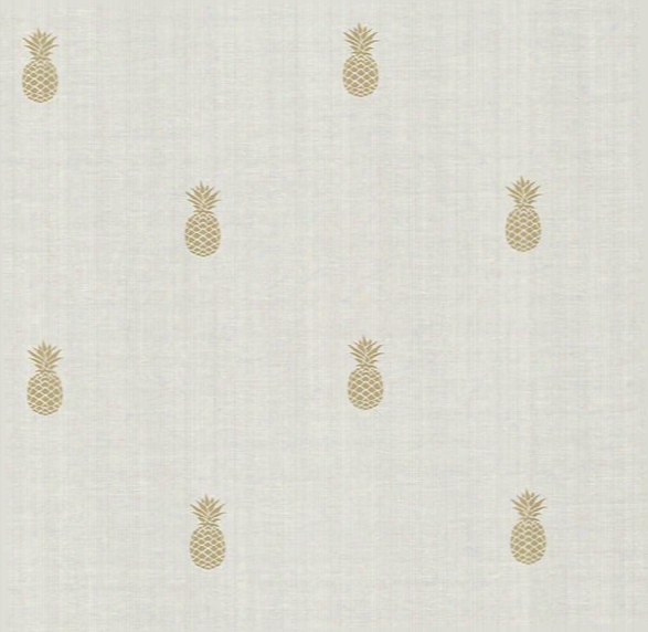 Southern Charm Beige Pineapple Wallpaper From The Seaside Living Collection By Brewster Home Fashions