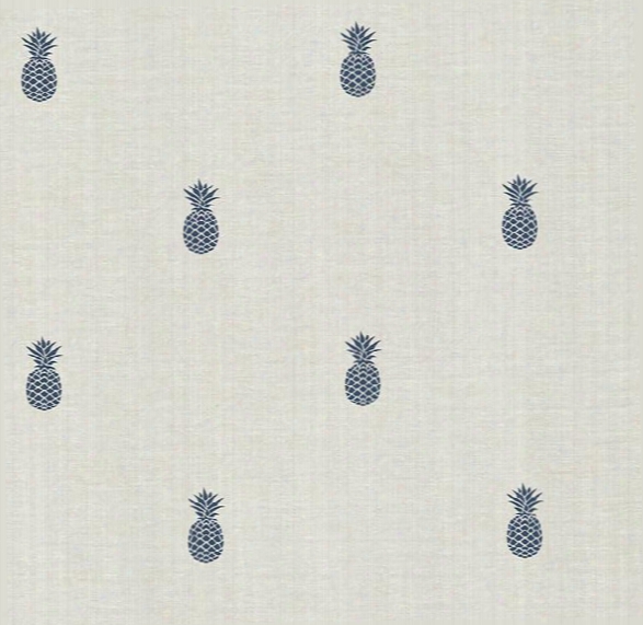 Southern Charm Navy Pineapple Wallpaper From The Seaside Living Collection By Brewster Home Fashions