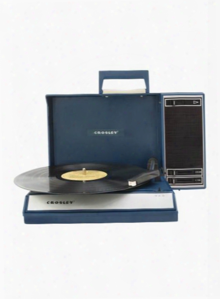 Spinnerette Portable Usb Turntable In Blue Design By Crosley