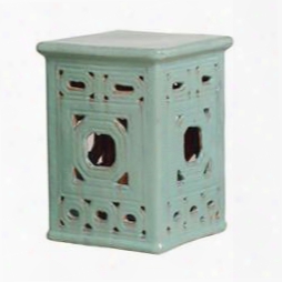 Square Frame Lattice Garden Stool In Turquoise Design By Emissary