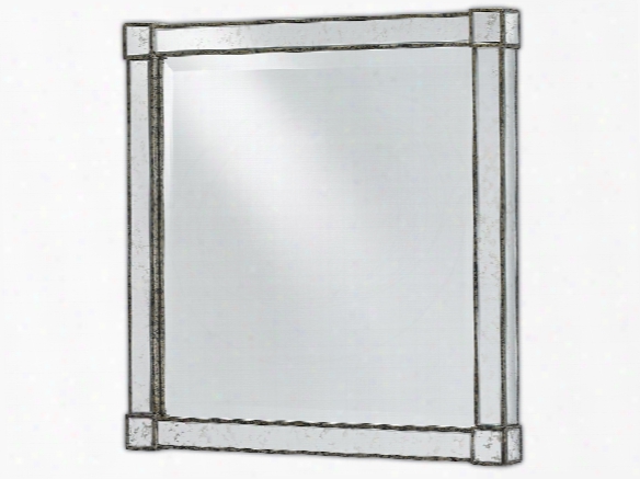 Square Monarch Mirror In Painted Silver Viejo Design By Currey & Company