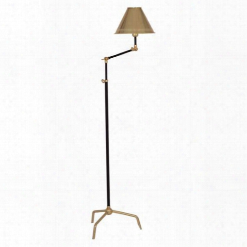 St Germain Floor Lamp In Polished Brass W/ Black Accents Design By Jonathan Adler