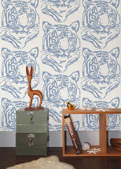 Star Tiger Wallpaper In Denim Design By Aimee Wilder