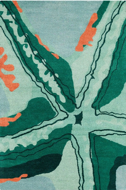 Stella Collection Hand-tufted Area Rug In Aqua, Green, & Orange Design By Chandra Rugs