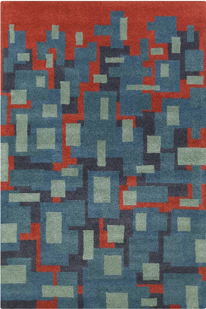 Stella Collection Hand-tufted Area Rug In Blue, Red, & Charcoal Design By Chandra Rugs