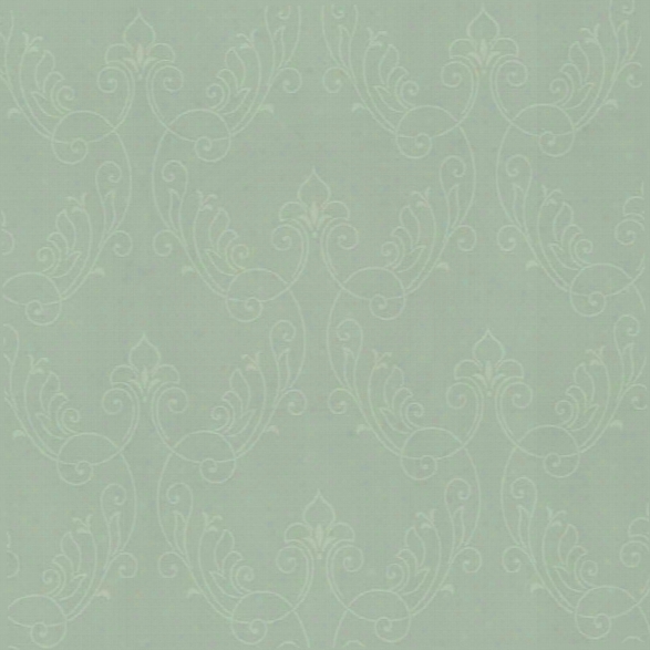 Stitched Ornamental Wallpaper In Aqua By Antonina Vella For York Wallcoverings
