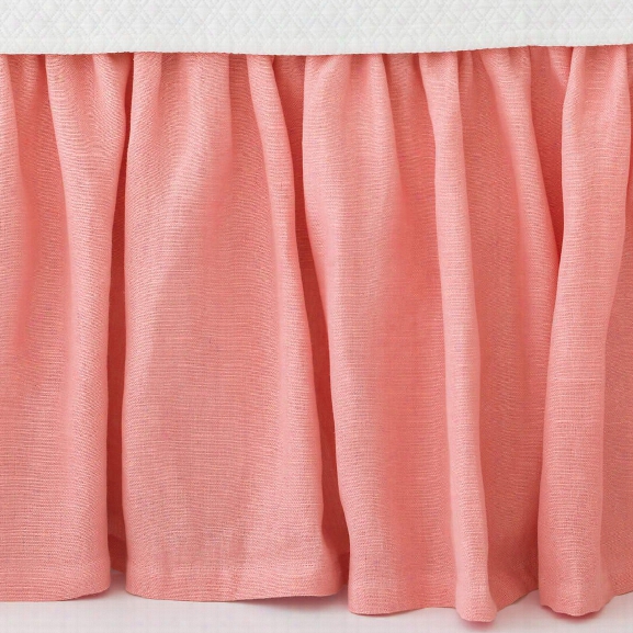 Stone Washed Linen Coral Paneled Bed Skirt Design By Pine Cone Hill