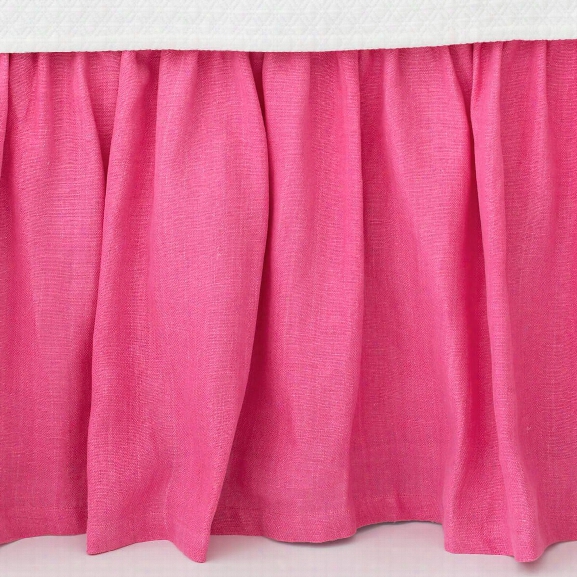 Stone Washed Linen Fuchsia Paneled Bed Skirt Design By Pine Cone Hill