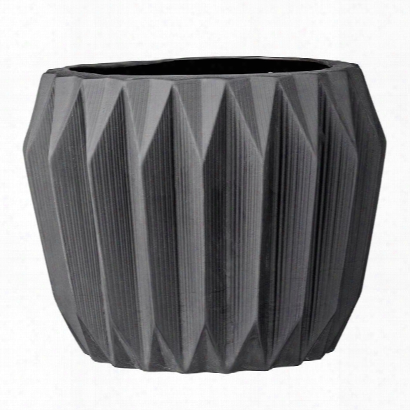 Stoneware Black Fluted Flower Pot Design By Bd Edition
