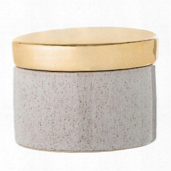 Stoneware Box In White W/ Gold Lid Design By Bd Edition