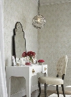 Stitched Ornamental Wallpaper in Pale Grey and Gold by Antonina Vella for York Wallcoverings