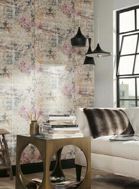 Street Art Wallpaper In Orange And Pink Design By York Wallcoverings