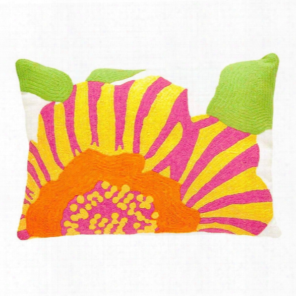 Stripe Flower Fuchsia/daffodil Indoor/outdoor Pillow Design By Fresh American