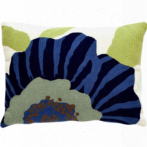 Stripe Flower Navy/light Blue Indoor/outdoor Pillow Design By Fresh American