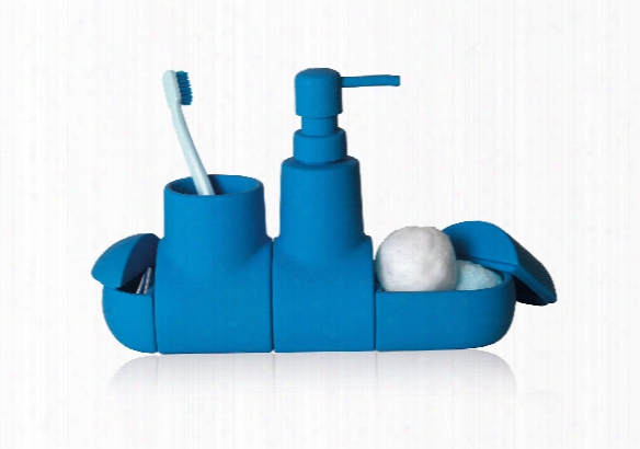 Submarino Porcelain Bathroom Accessory Set In Light Blue Design By Seletti