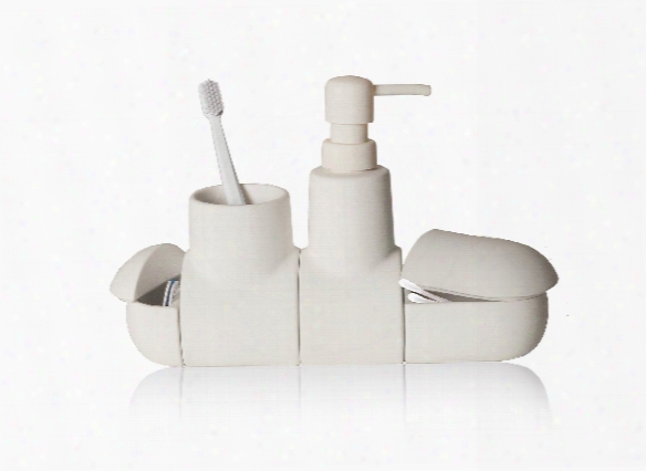 Submarino Porcelain Bathroom Accessory Set In White De Sign By Seletti