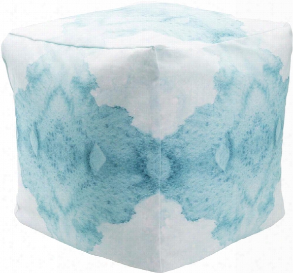 Surya Polyester Cube Pouf In Teal Color