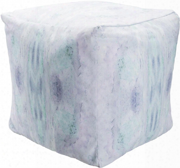 Surya Poufs Polyester Pouf In White And Teal Color