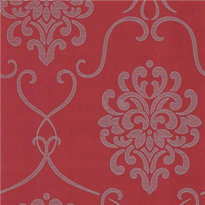 Suzette Damask Wallpaper In Raspberry Red Design By Brewster Home Fashions