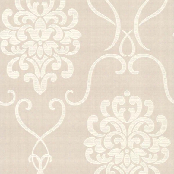 Suzettte Damask Wallpaper In Taupe Design By Brewster Home Fashions