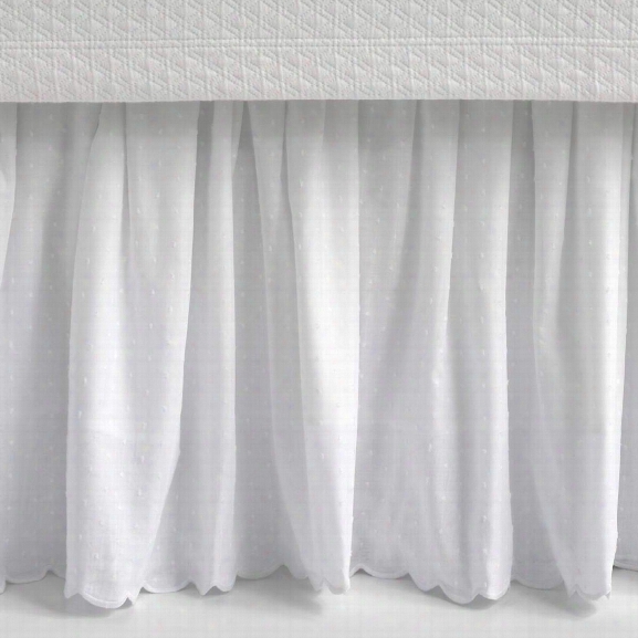 Swiss Dot Embroidered White Bed Skirt Design By Luxe