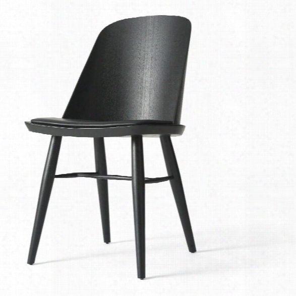 Synnes Dining Chair In Black Ash W/ Black Silk Leather Upholstery Design By Menu