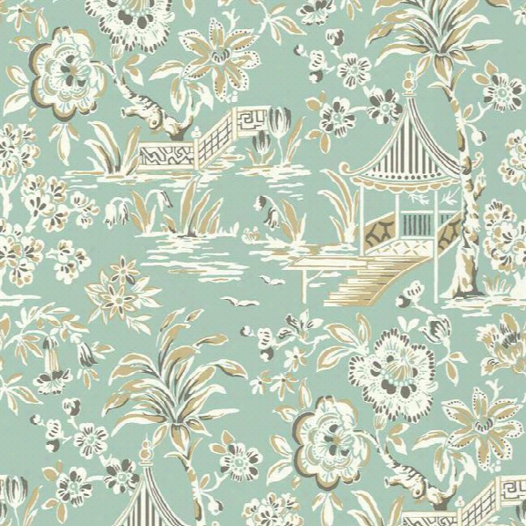 Tahiti Scenic Wallpaper In Aquamarine Design By York Wallcoverings