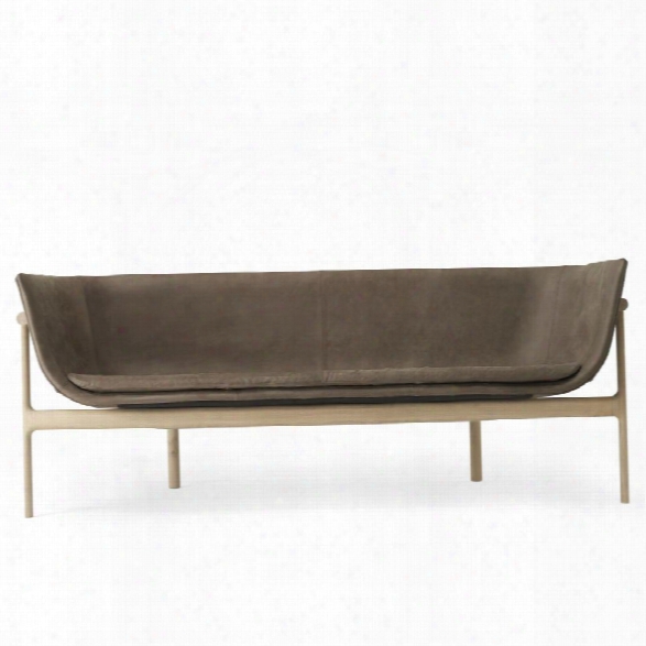 Tailor Lounge Sofa In Natural Oak & Dark Brown Leather Design By Menu