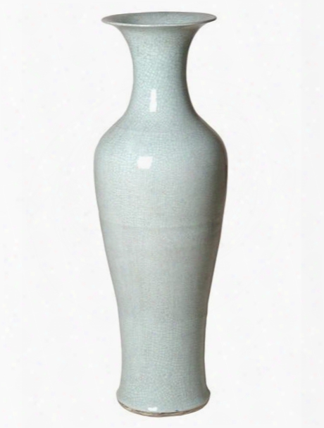 Tall Fishtail Vase In Celadon Crackle Design By Emissary