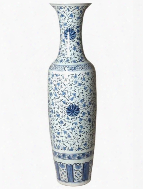 Tall Vase In Blue & White Design By Emissary