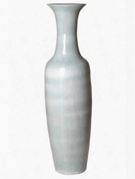 Tall Vase In Celadon Crackle Design By Emissary