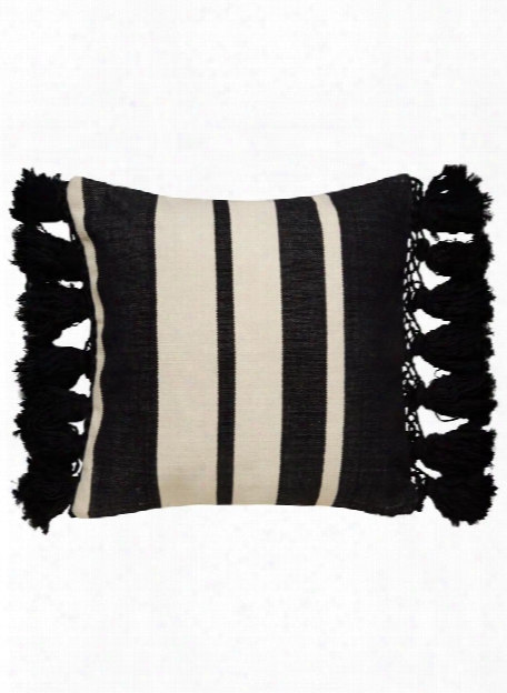 Tassel Stripe Yorkville Pillow In Black & Off White Design By Kate Spade