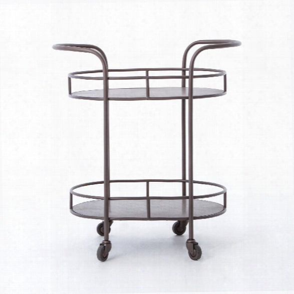 Teague Oval Bar Cart In Gunmetal