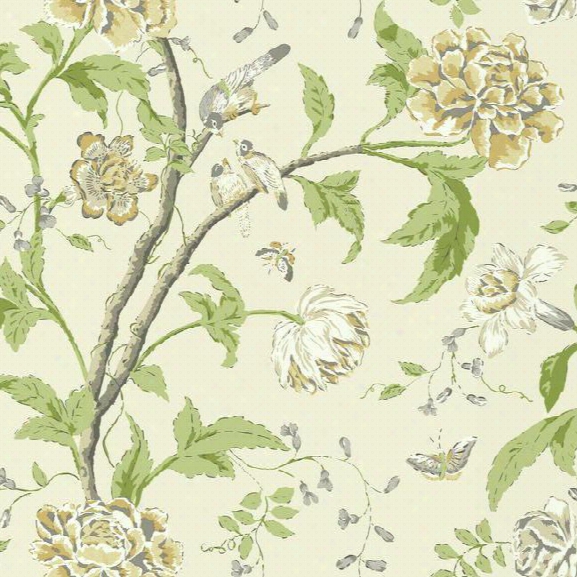 Teahouse Floral Wallpaper In Yellow And Green Design By Carey Lind Fod York Wallcoverings