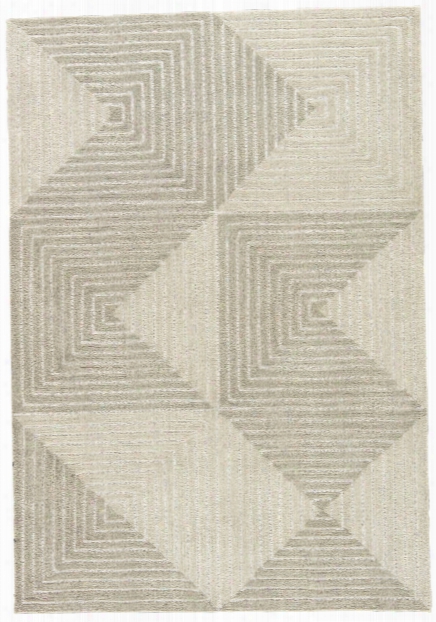 Tegan Handmade Geometric Grwy & Cream Area Rug Design By Jaipur