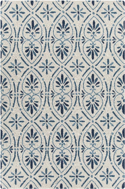 Terra Collection Hand-tufted Area Rug In Cream & Blue Design By Chandra Rugs