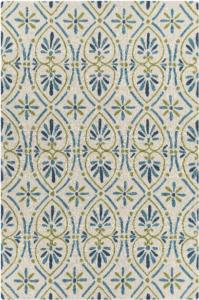 Terra Collection Hand-tufted Area Rug In Cream, Blue, & Green Design By Chandra Rugs