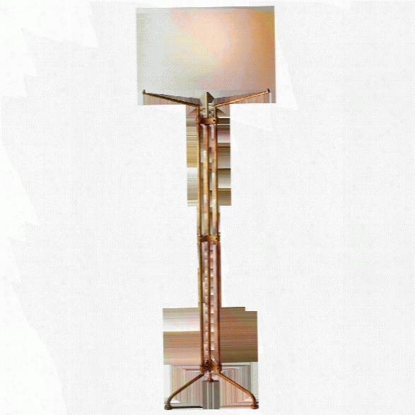 Terrazo Tri-leg Floor Lamp In Various Finishes W/ Natural Paper Shade Design By E. F. Chapman