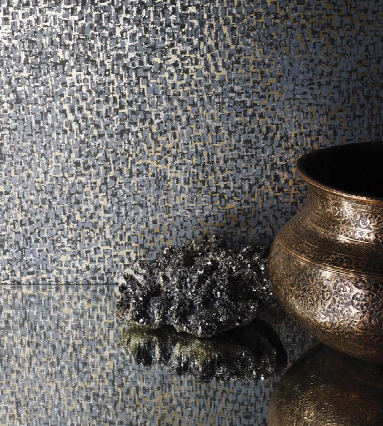 Tesserae Wallpaper In Slate And Metallic Bronze From The Pasha Collection By Osborne & Little
