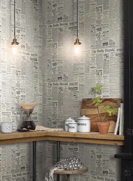 The Daily Wallpaper In Soft Grey And Black From The Magnolia Home Collection By Joanna Gaines