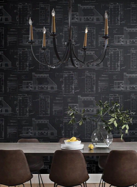 The Market Wallpaper In Black From The Magnolia Home Collection By Joanna Gaines