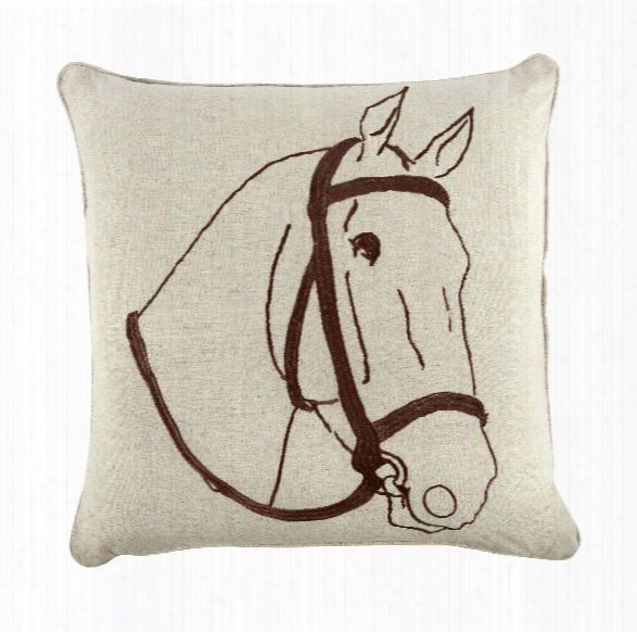 Thoroughbred 18" Flax Pillow In Java Design By Thomas Paul