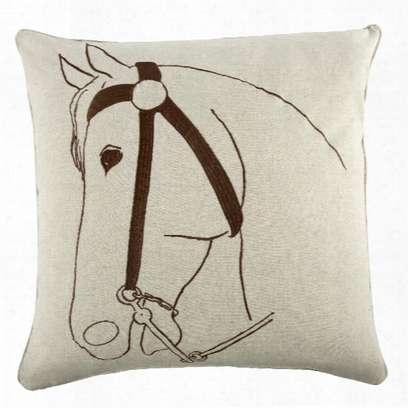 Thoroughbred 22" Flax Pillow In Java Design By Thomas Paul