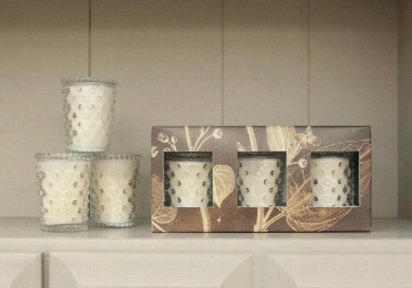 Three Piece Hobnail Votive Gift Set In Tea Design By Simpatico