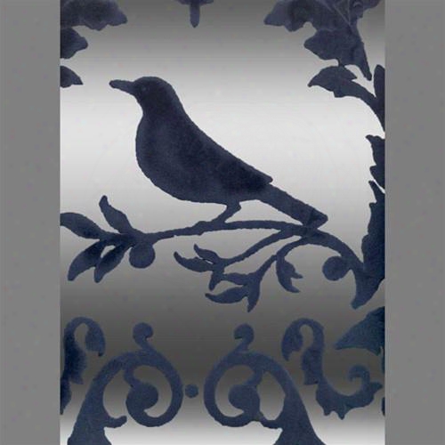 Blue & Silver Mylar Deer Bird Damask Velvet Flocked Wallpaper Design By Burke Decor