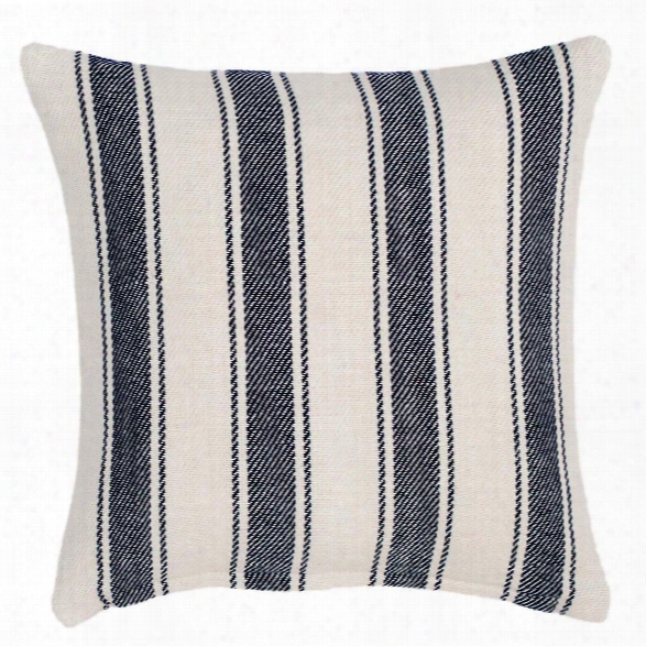 Blue Awning Stripe Woven Cotton Decorative Pillow By Dash Albert